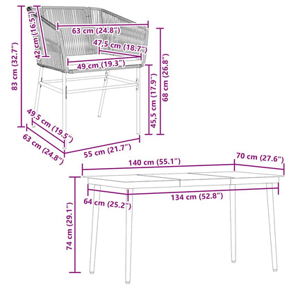 Set da Pranzo da Giardino 5pz con Cuscini Polyrattan Vetro | homemem39
