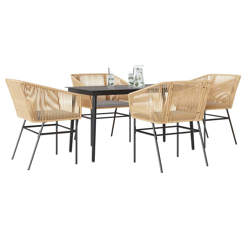 Set da Pranzo da Giardino 5pz con Cuscini Polyrattan Vetro | homemem39