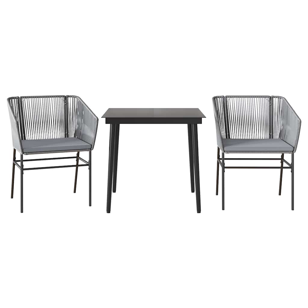 Set da Pranzo da Giardino 3 pz con Cuscini in Polyrattan Vetro | homemem39