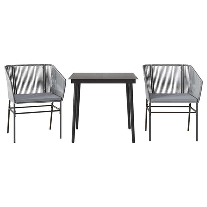 Set da Pranzo da Giardino 3 pz con Cuscini in Polyrattan Vetro | homemem39
