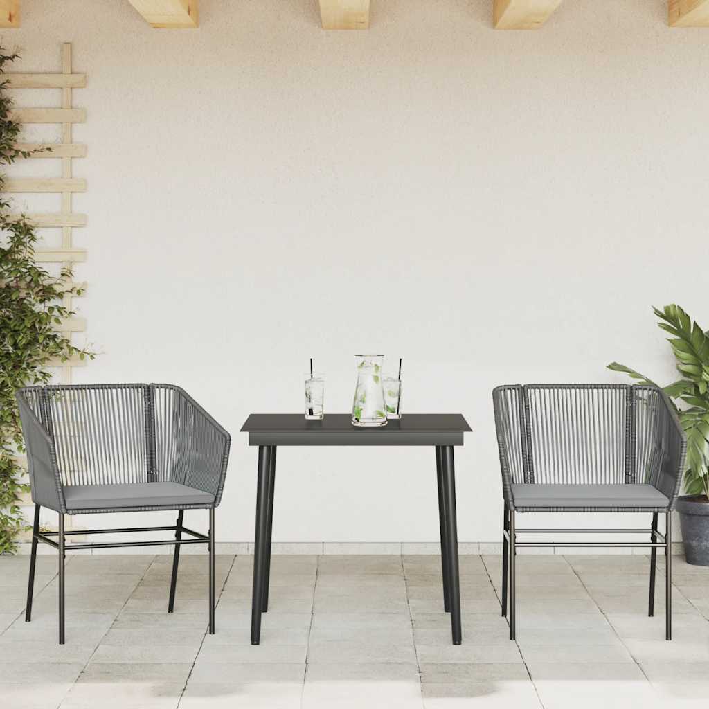 Set da Pranzo da Giardino 3 pz con Cuscini in Polyrattan Vetro | homemem39