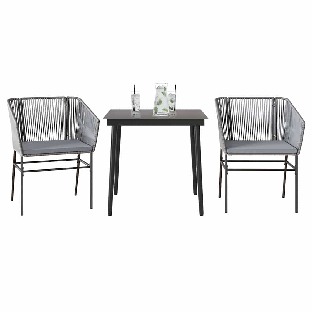 Set da Pranzo da Giardino 3 pz con Cuscini in Polyrattan Vetro | homemem39