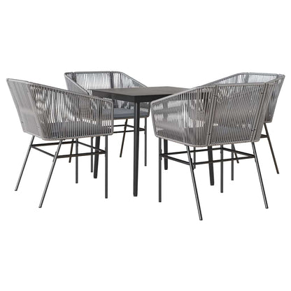 Set da Pranzo da Giardino 5 pz con Cuscini Polyrattan Vetro