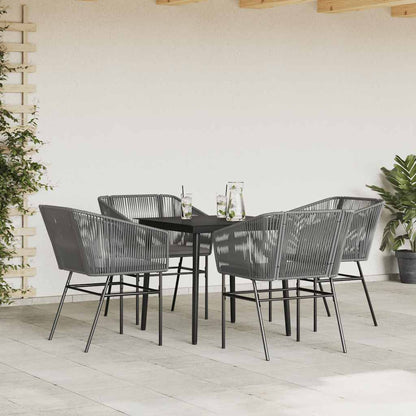 Set da Pranzo da Giardino 5 pz con Cuscini Polyrattan Vetro