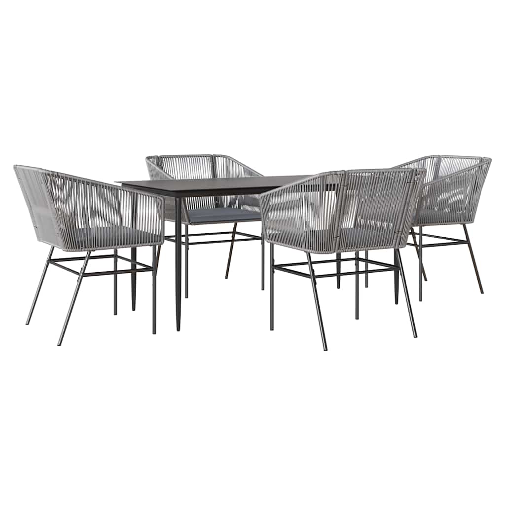 Set da Pranzo da Giardino 5 pz con Cuscini Polyrattan Vetro