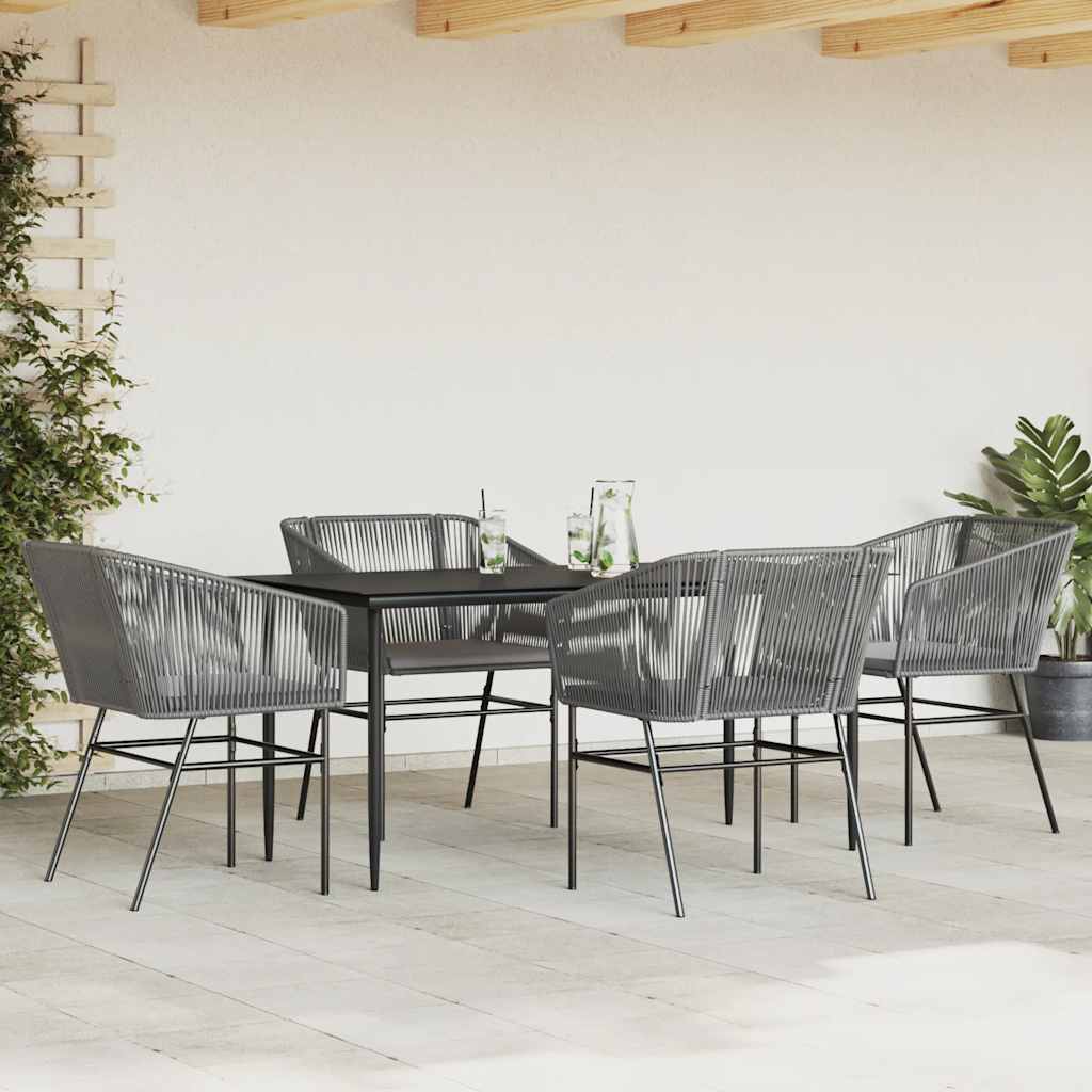 Set da Pranzo da Giardino 5 pz con Cuscini Polyrattan Vetro