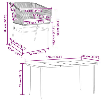 Set da Pranzo da Giardino 5 pz con Cuscini Polyrattan Vetro