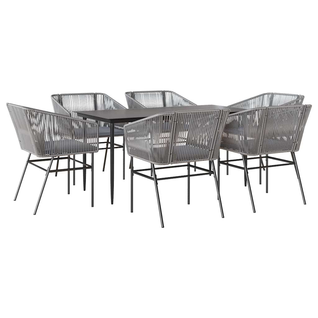 Set da Pranzo da Giardino 7 pz con Cuscini Polyrattan Vetro | homemem39