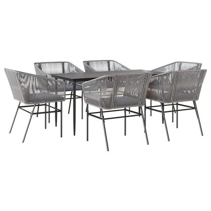 Set da Pranzo da Giardino 7 pz con Cuscini Polyrattan Vetro | homemem39