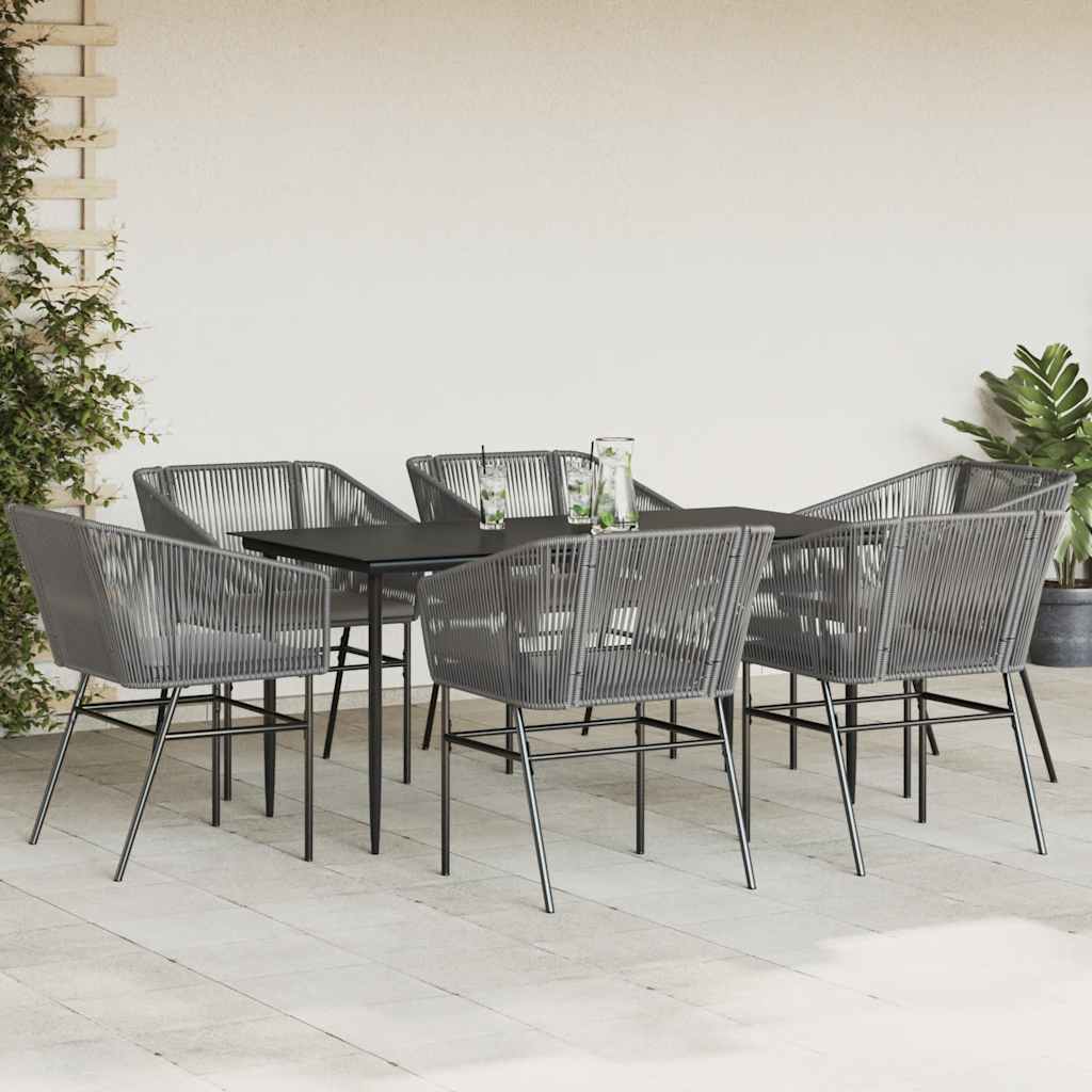 Set da Pranzo da Giardino 7 pz con Cuscini Polyrattan Vetro | homemem39