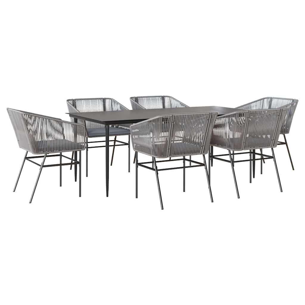 Set da Pranzo da Giardino 7 pz con Cuscini Polyrattan Vetro - homemem39