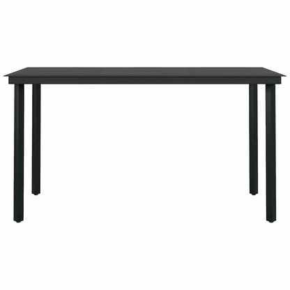 Set Mobili da Pranzo per Giardino 5 pz Nero Polyrattan Vetro | homemem39