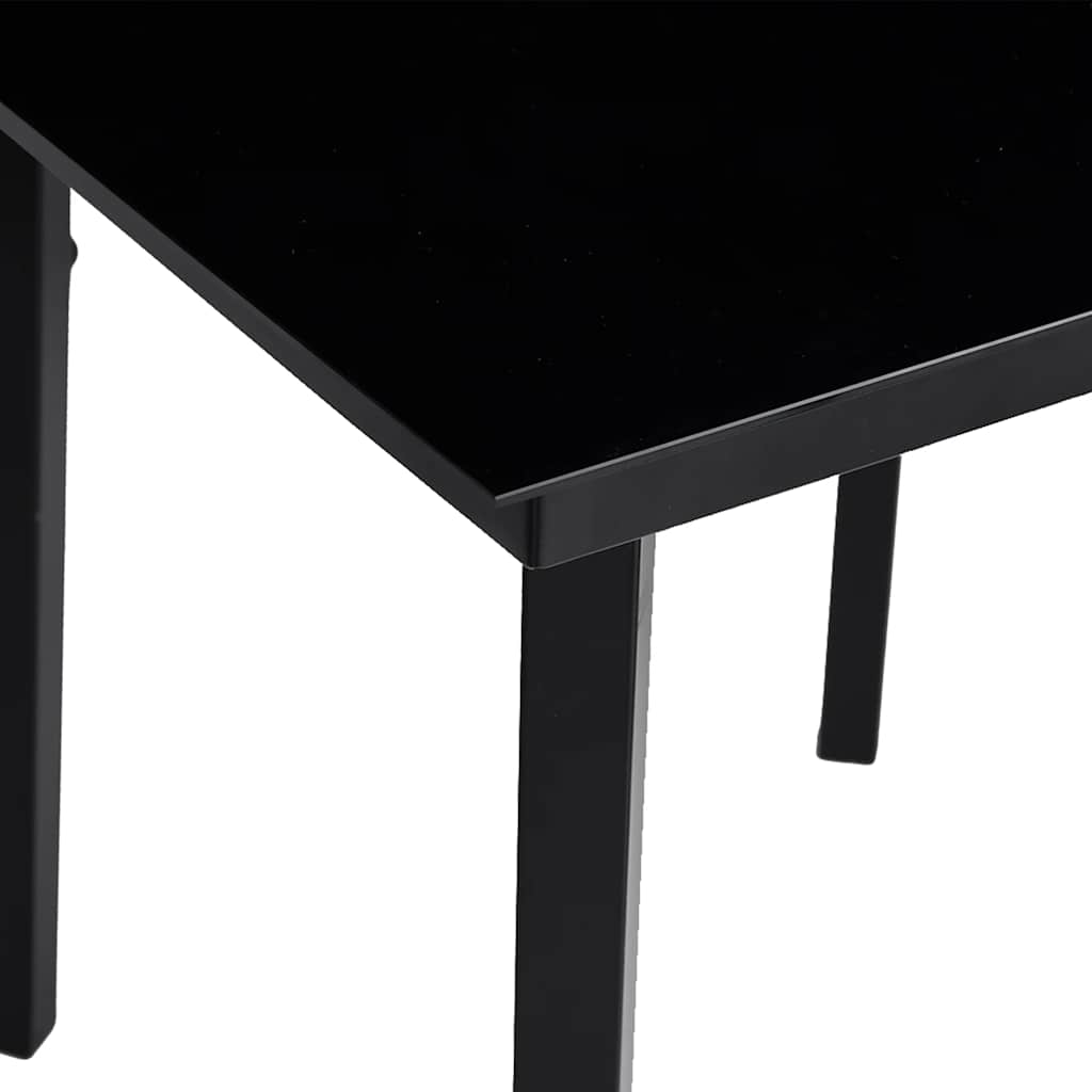 Set Mobili da Pranzo per Giardino 5 pz Nero Polyrattan Vetro | homemem39