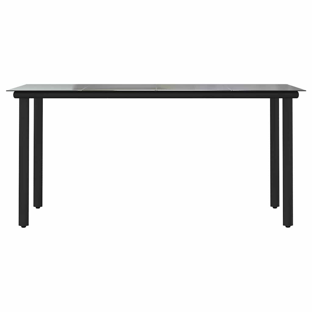 Set Mobili da Pranzo per Giardino 5 pz Nero Polyrattan Vetro | homemem39