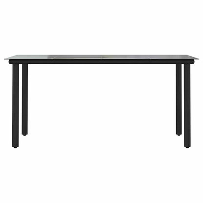 Set Pranzo da Giardino 7 pz Nero Polyrattan Vetro | homemem39