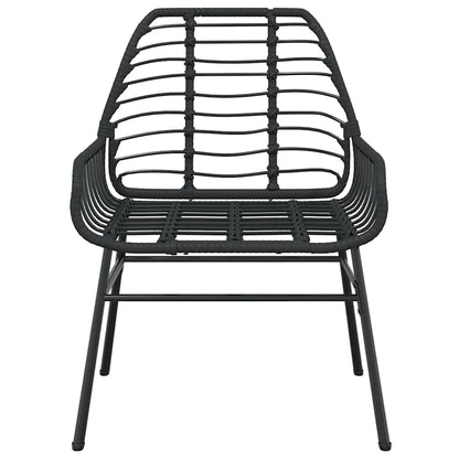Set Pranzo da Giardino 7 pz Nero Polyrattan Vetro | homemem39