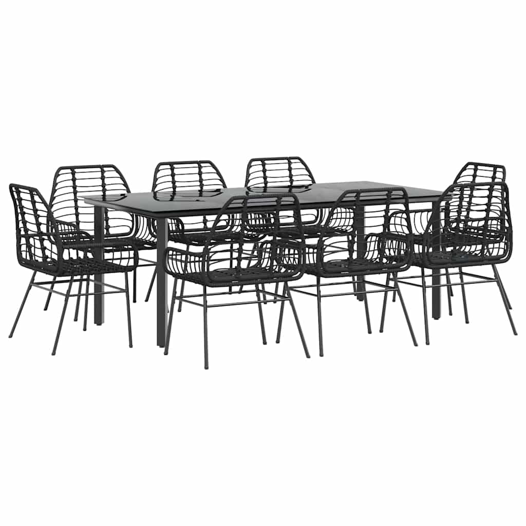Set da Pranzo da Giardino 9 pz Polyrattan Vetro | homemem39