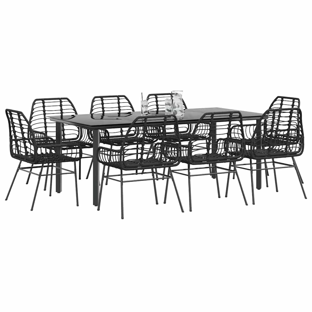 Set da Pranzo da Giardino 9 pz Polyrattan Vetro | homemem39