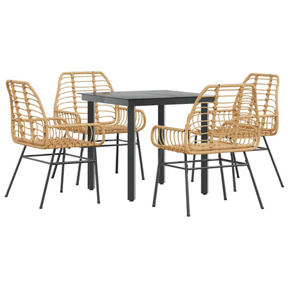 Set da Pranzo da Giardino 5pz Polyrattan Vetro | homemem39