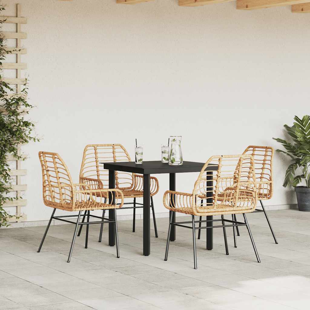 Set da Pranzo da Giardino 5pz Polyrattan Vetro | homemem39
