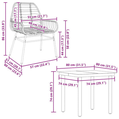 Set da Pranzo da Giardino 5pz Polyrattan Vetro | homemem39