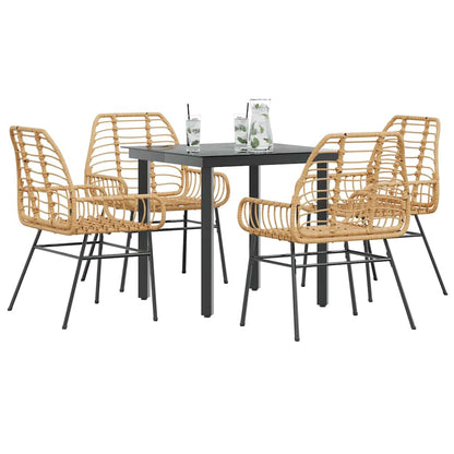 Set da Pranzo da Giardino 5pz Polyrattan Vetro | homemem39