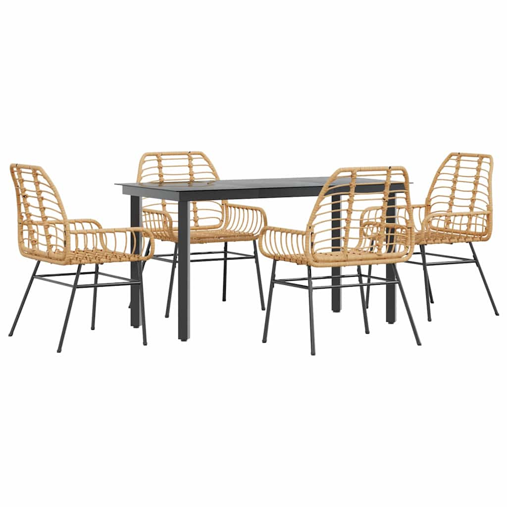 Set da Pranzo da Giardino 5pz Polyrattan Vetro | homemem39