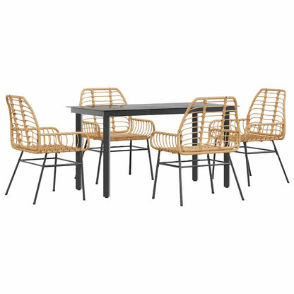 Set da Pranzo da Giardino 5pz Polyrattan Vetro | homemem39