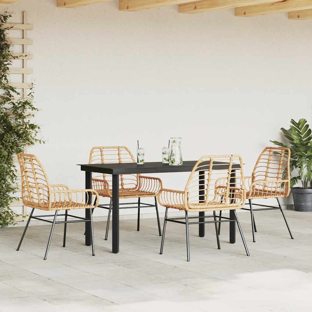 Set da Pranzo da Giardino 5pz Polyrattan Vetro | homemem39