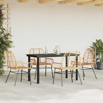 Set da Pranzo da Giardino 5pz Polyrattan Vetro | homemem39