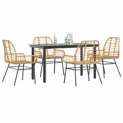 Set da Pranzo da Giardino 5pz Polyrattan Vetro | homemem39