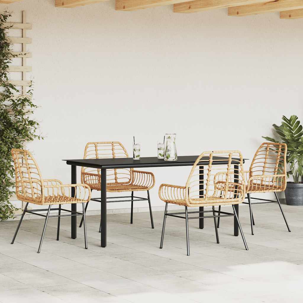 Set da Pranzo da Giardino 5pz Polyrattan Vetro | homemem39