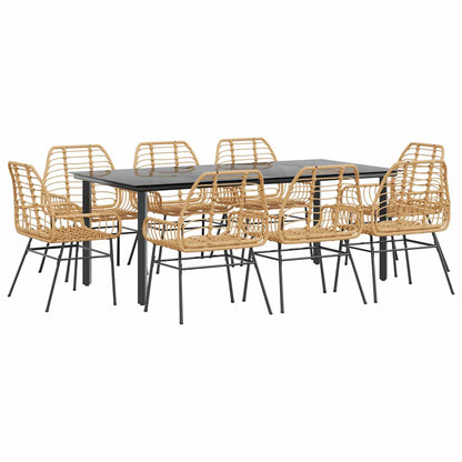 Set da Pranzo da Giardino 9 pz Polyrattan Vetro | homemem39