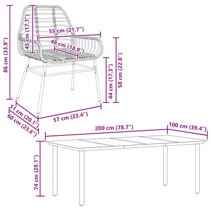 Set da Pranzo da Giardino 9 pz Polyrattan Vetro | homemem39