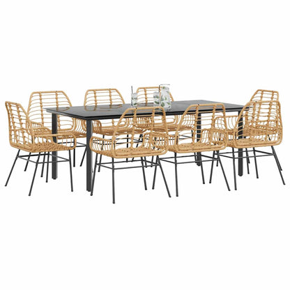 Set da Pranzo da Giardino 9 pz Polyrattan Vetro | homemem39
