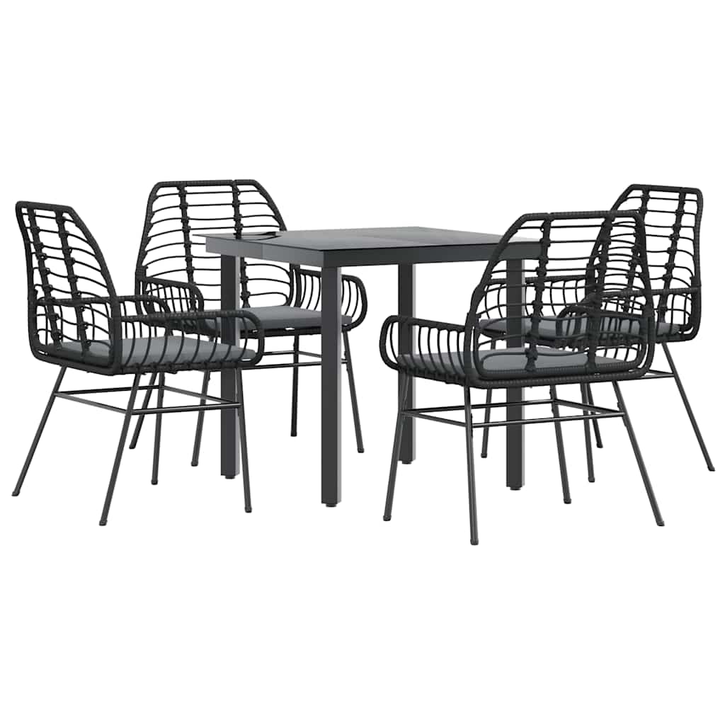 Set da Pranzo da Giardino con Cuscini 5 pz Polyrattan Vetro | homemem39