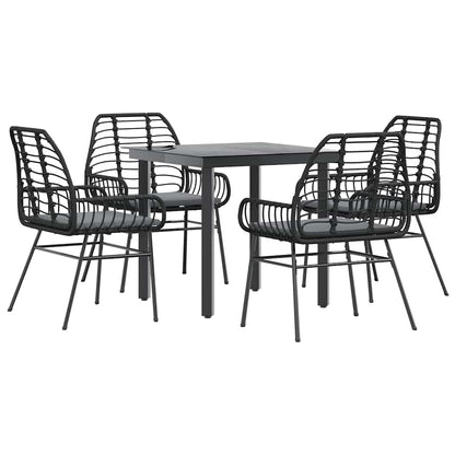 Set da Pranzo da Giardino con Cuscini 5 pz Polyrattan Vetro | homemem39