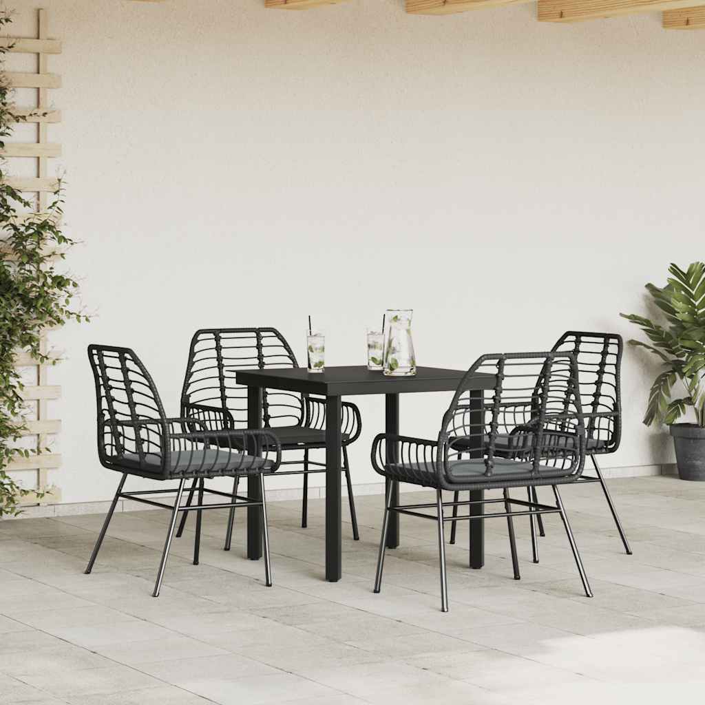 Set da Pranzo da Giardino con Cuscini 5 pz Polyrattan Vetro | homemem39