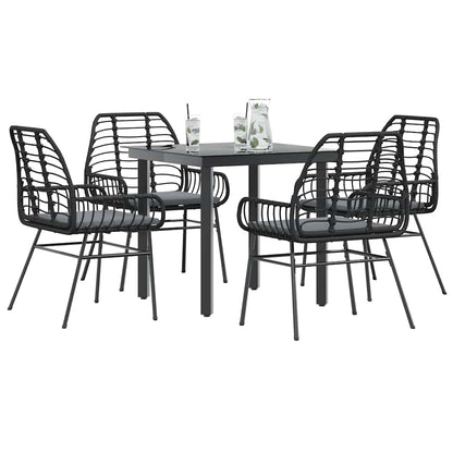 Set da Pranzo da Giardino con Cuscini 5 pz Polyrattan Vetro | homemem39