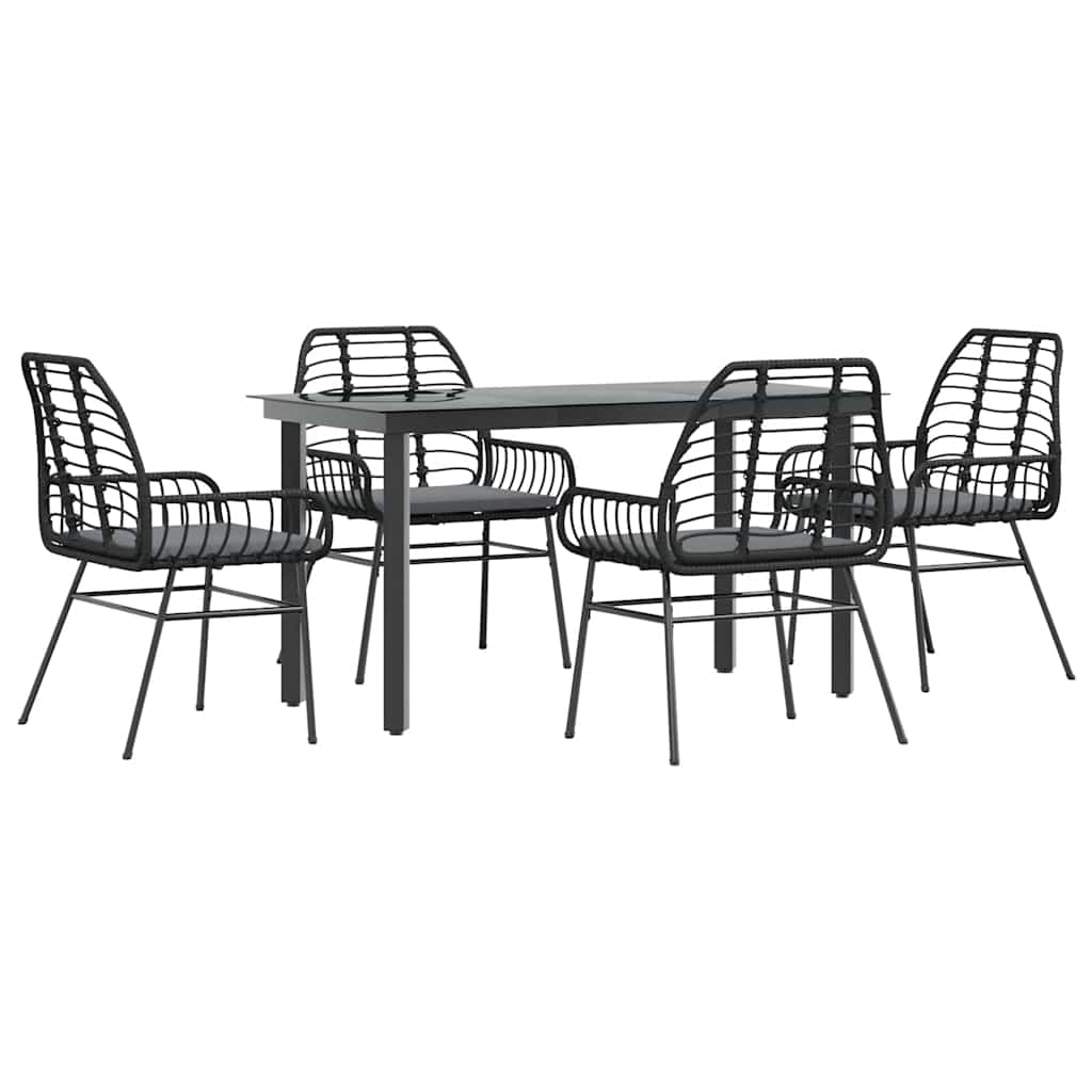Set da Pranzo da Giardino con Cuscini 5 pz Polyrattan Vetro | homemem39