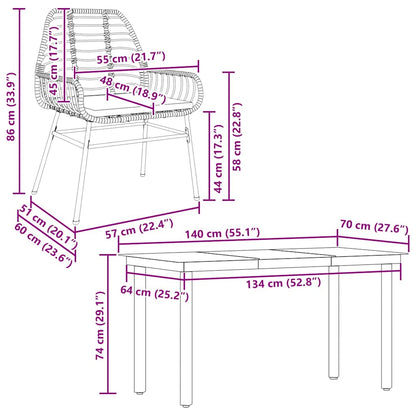 Set da Pranzo da Giardino con Cuscini 5 pz Polyrattan Vetro | homemem39