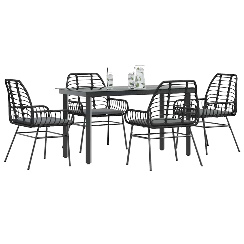 Set da Pranzo da Giardino con Cuscini 5 pz Polyrattan Vetro | homemem39