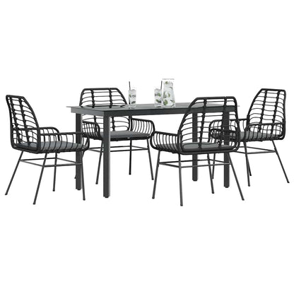 Set da Pranzo da Giardino con Cuscini 5 pz Polyrattan Vetro | homemem39