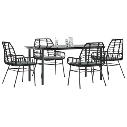 Set da Pranzo da Giardino con Cuscini 5 pz Polyrattan Vetro | homemem39