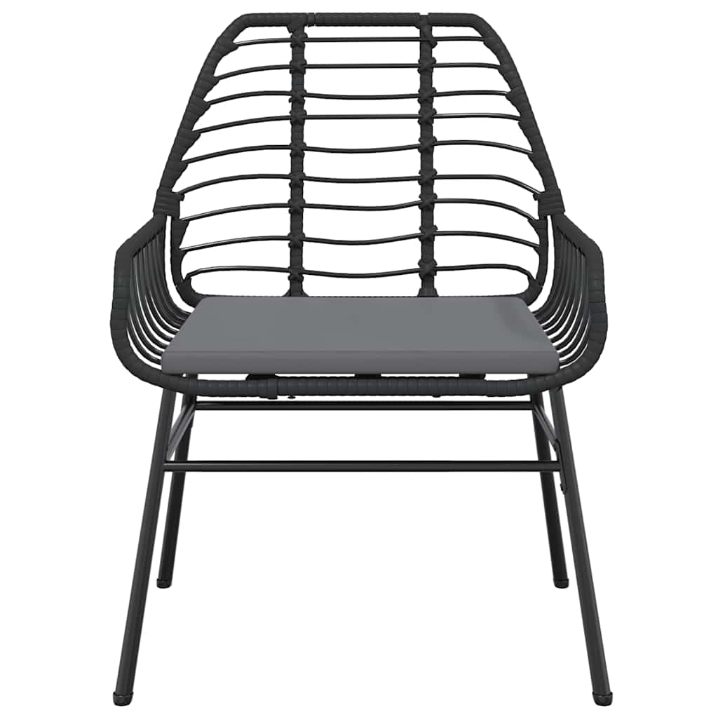 Set Pranzo da Giardino 7 pz Nero con Cuscini Polyrattan Vetro | homemem39