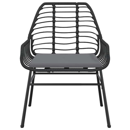 Set Pranzo da Giardino 7 pz Nero con Cuscini Polyrattan Vetro | homemem39