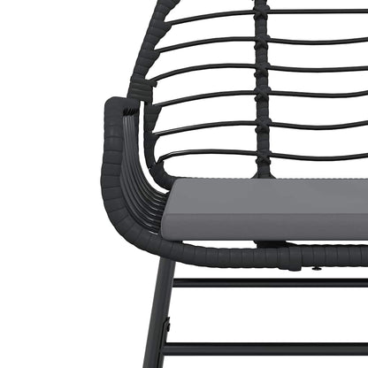 Set Pranzo da Giardino 7 pz Nero con Cuscini Polyrattan Vetro | homemem39