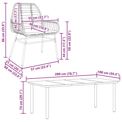 Set da Pranzo da Giardino 9 pz con Cuscini Polyrattan Vetro | homemem39