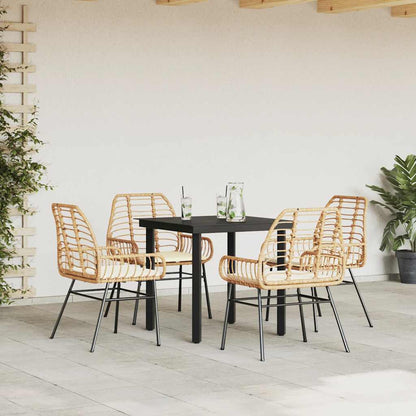 Set da Pranzo da Giardino 5pz con Cuscini Polyrattan Vetro | homemem39
