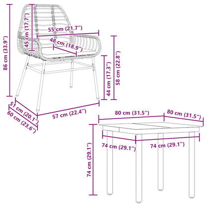 Set da Pranzo da Giardino 5pz con Cuscini Polyrattan Vetro | homemem39